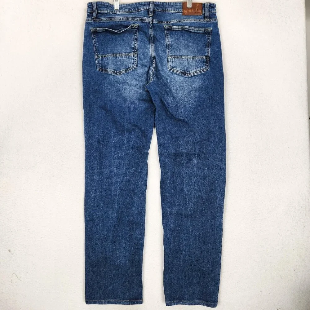 Orvis Jeans Mens 38x34 Blue Straight Leg Stretch Denim Five Pocket Casual